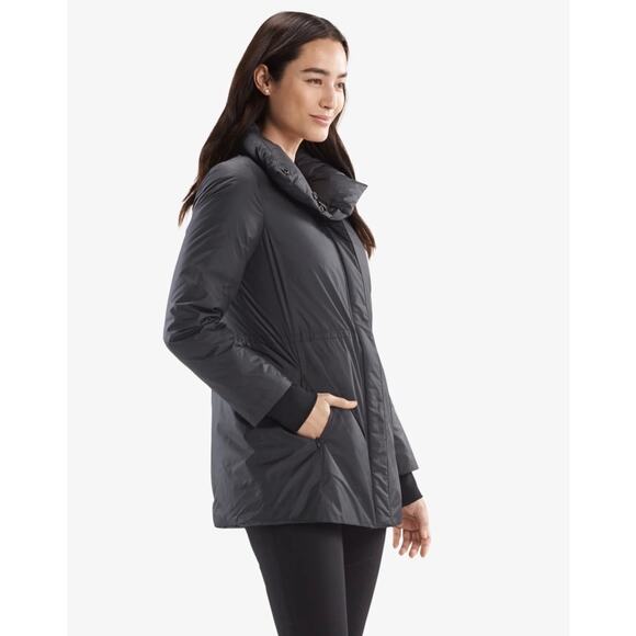 M. M. Lafleur Padma Puffer Jacket Coat Down Black Puffy Large Cinched Full Zip - Picture 1 of 14